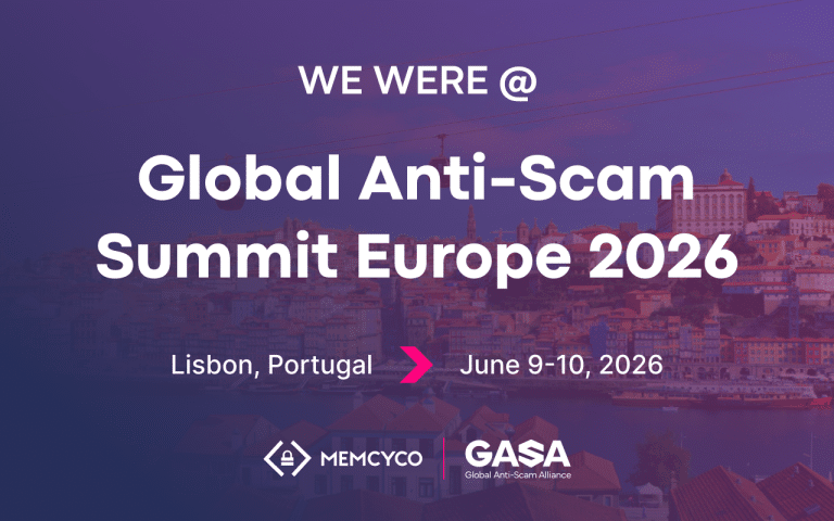 Event banner for Global Anti-Scam Summit Europe 2026, held in Lisbon, Portugal, on June 9-10, organized by Memcyco and Global Anti-Scam Alliance. Following their participation as Memcyco at Global Anti-Scam Summit America 2026, join industry leaders in Europe to advance the fight against online scams.